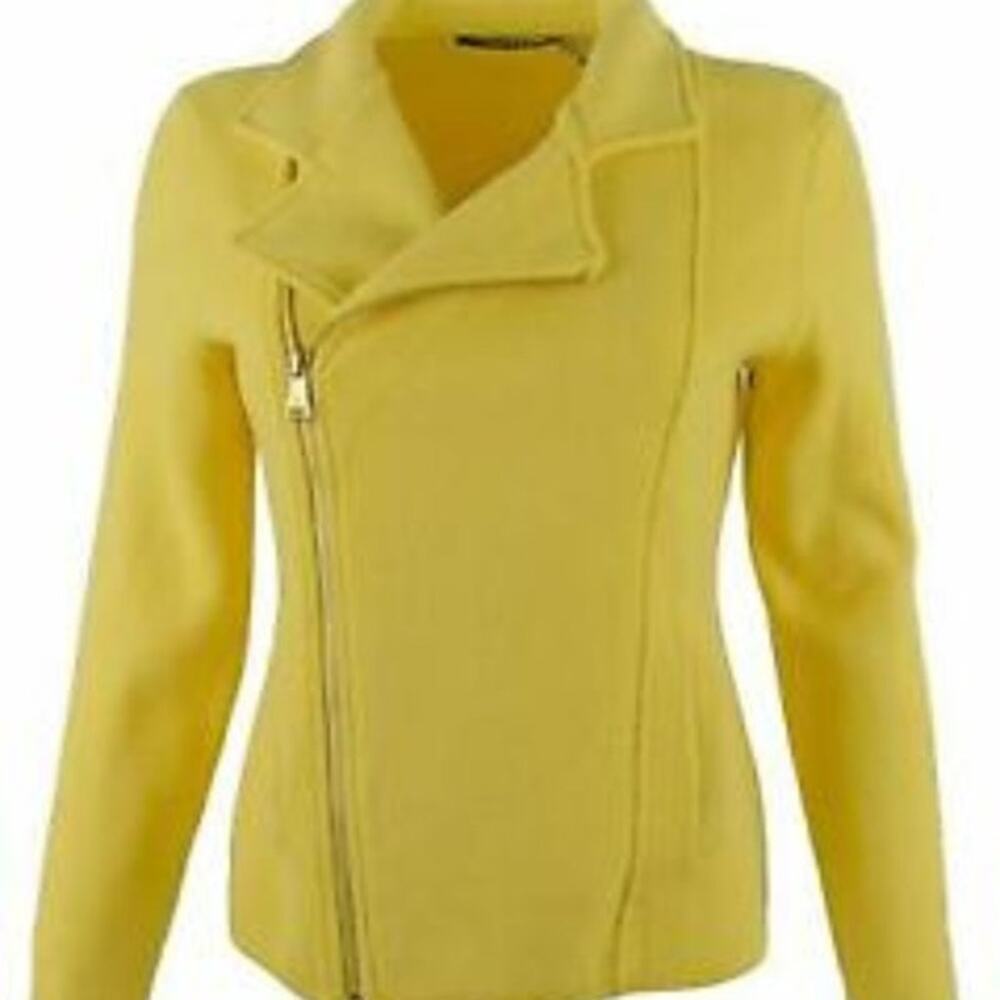 Lauren Ralph Lauren Yellow Knit Moto Jacket‎ Size Small